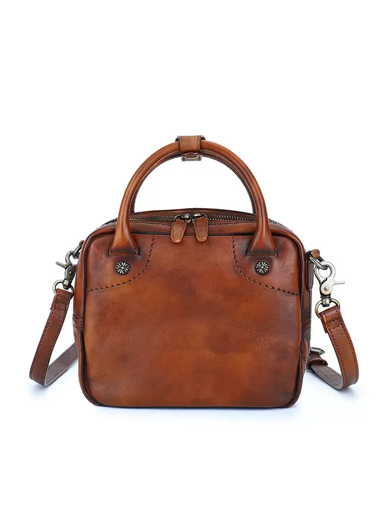 Womens Small Leather Crossbody Purse Top Handle Handbag