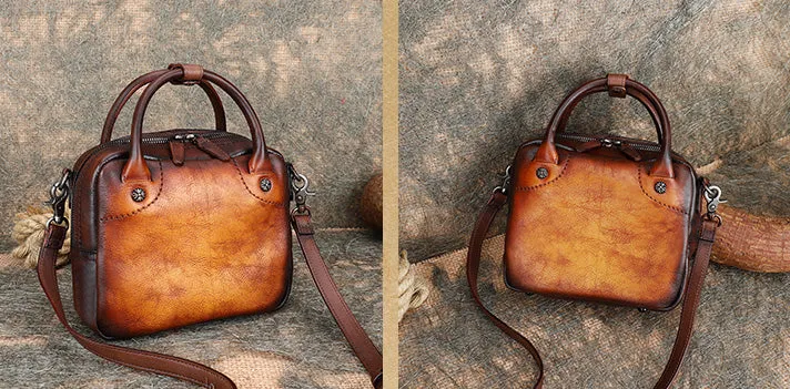 Womens Small Leather Crossbody Purse Top Handle Handbag