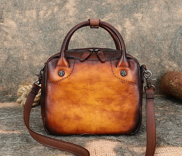 Womens Small Leather Crossbody Purse Top Handle Handbag