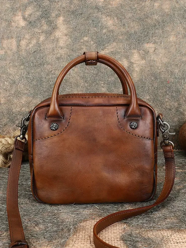 Womens Small Leather Crossbody Purse Top Handle Handbag
