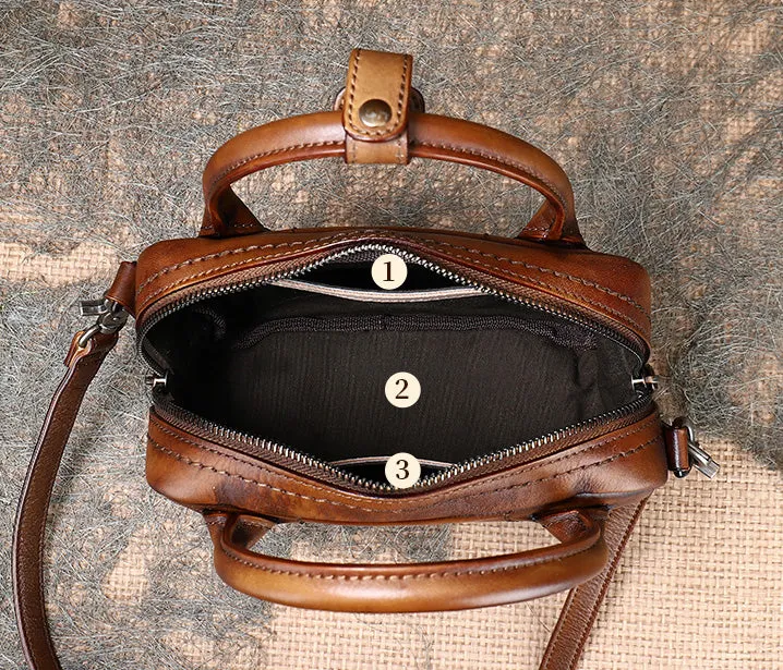 Womens Small Leather Crossbody Purse Top Handle Handbag
