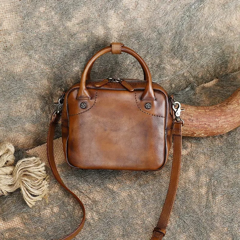 Womens Small Leather Crossbody Purse Top Handle Handbag