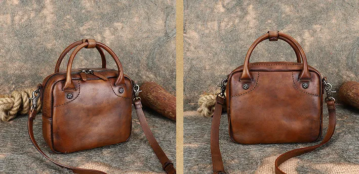 Womens Small Leather Crossbody Purse Top Handle Handbag