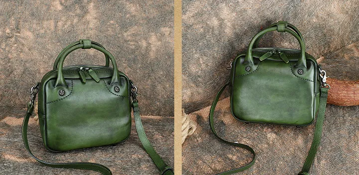 Womens Small Leather Crossbody Purse Top Handle Handbag