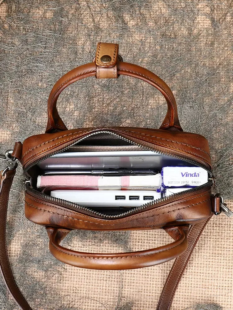Womens Small Leather Crossbody Purse Top Handle Handbag