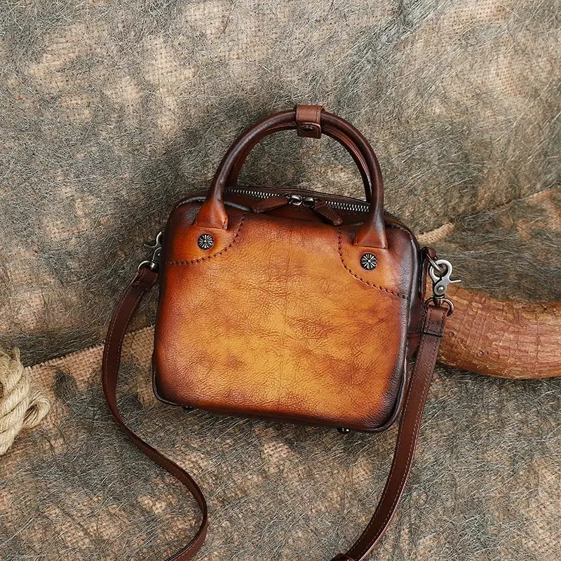Womens Small Leather Crossbody Purse Top Handle Handbag