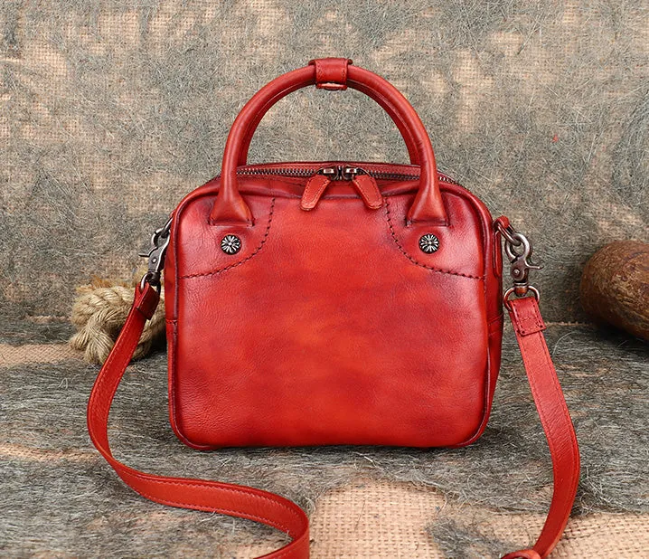 Womens Small Leather Crossbody Purse Top Handle Handbag