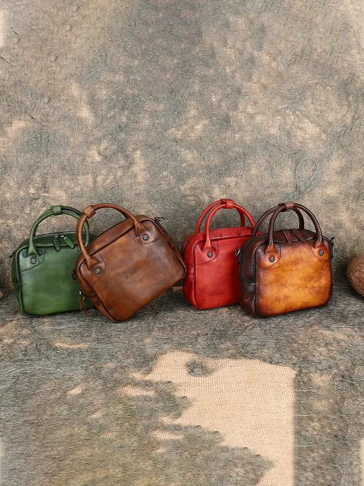 Womens Small Leather Crossbody Purse Top Handle Handbag
