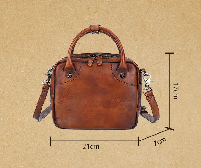 Womens Small Leather Crossbody Purse Top Handle Handbag