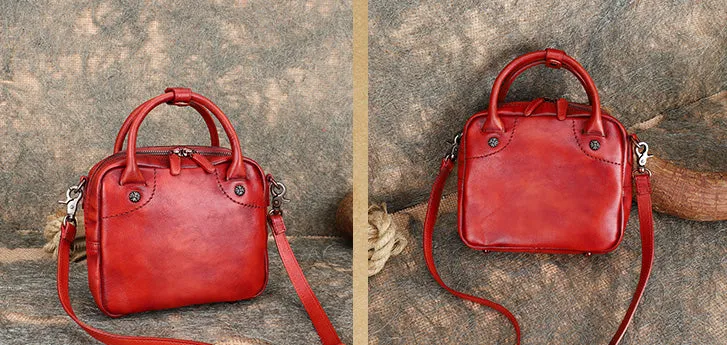 Womens Small Leather Crossbody Purse Top Handle Handbag