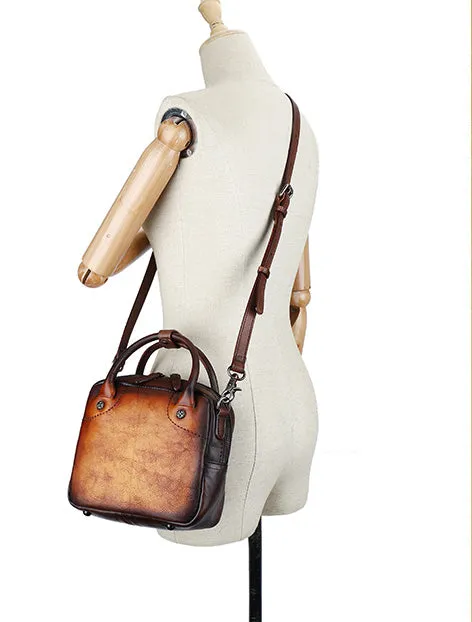 Womens Small Leather Crossbody Purse Top Handle Handbag