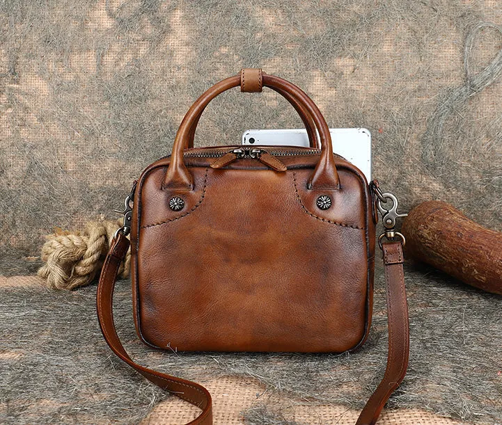 Womens Small Leather Crossbody Purse Top Handle Handbag