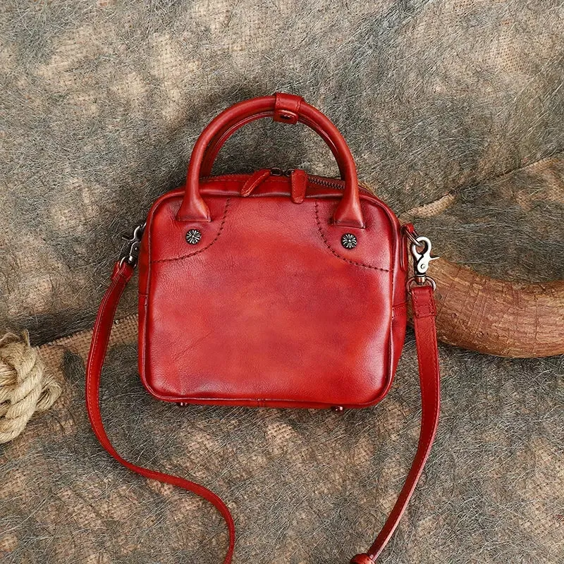 Womens Small Leather Crossbody Purse Top Handle Handbag