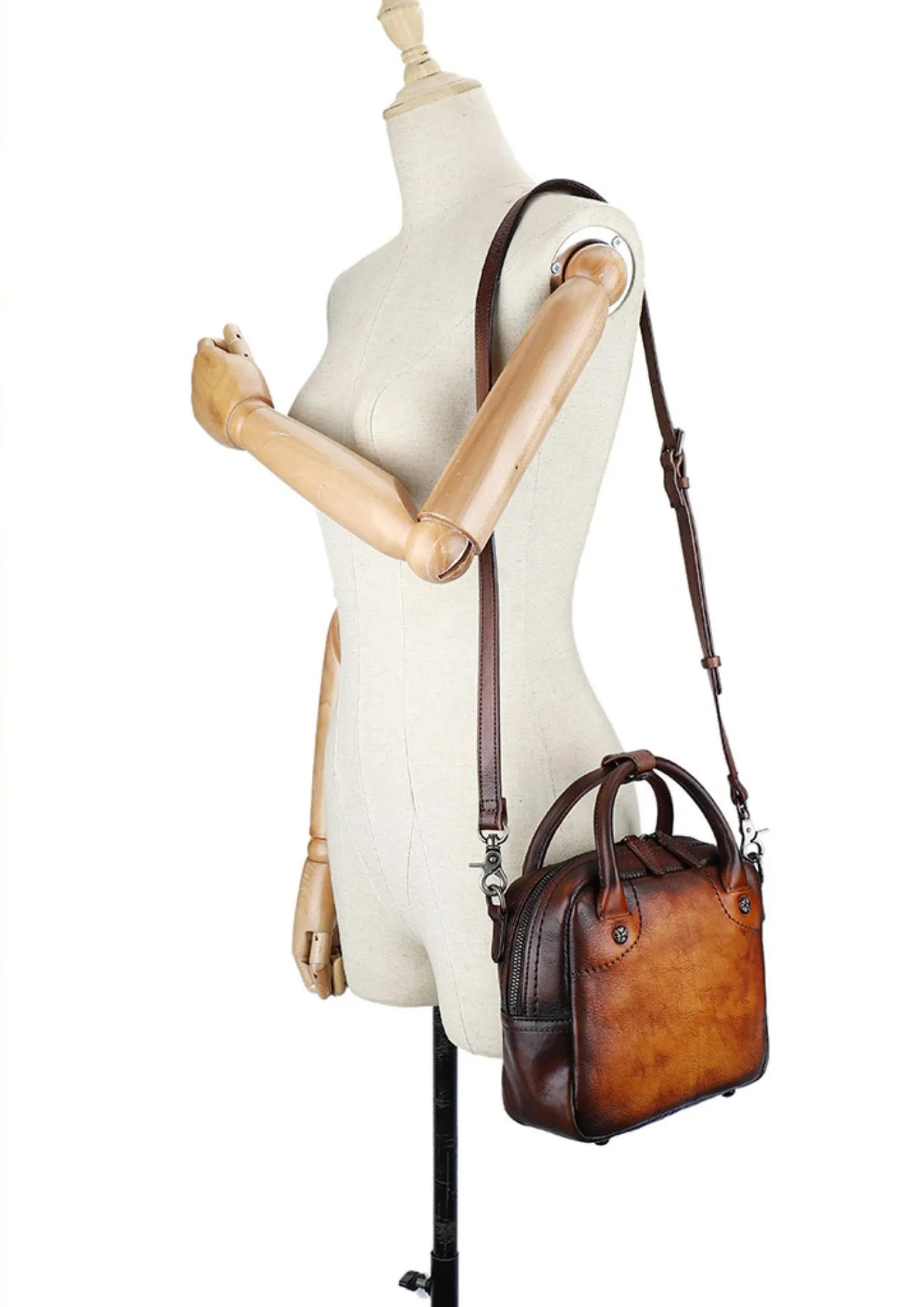 Womens Small Leather Crossbody Purse Top Handle Handbag