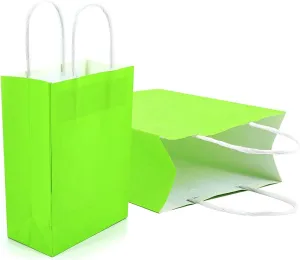 YADIAN 12 Pieces Kraft Paper Party Favor Gift Bags with Handle, Green Gift Bags Small Size for Halloween, Christmas, Birthday, Wedding and Party Celebrations