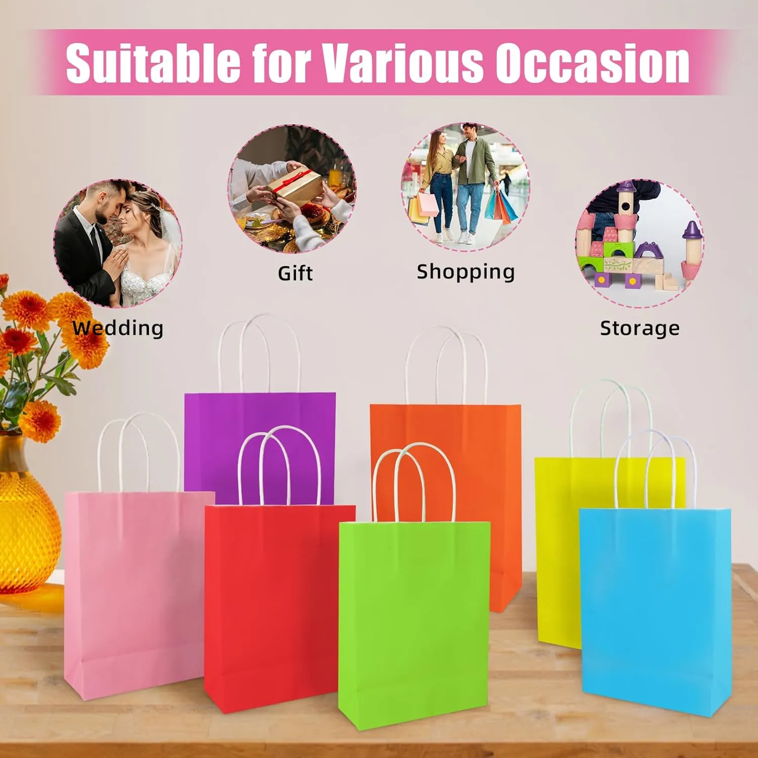 YADIAN 12 Pieces Kraft Paper Party Favor Gift Bags with Handle, Green Gift Bags Small Size for Halloween, Christmas, Birthday, Wedding and Party Celebrations
