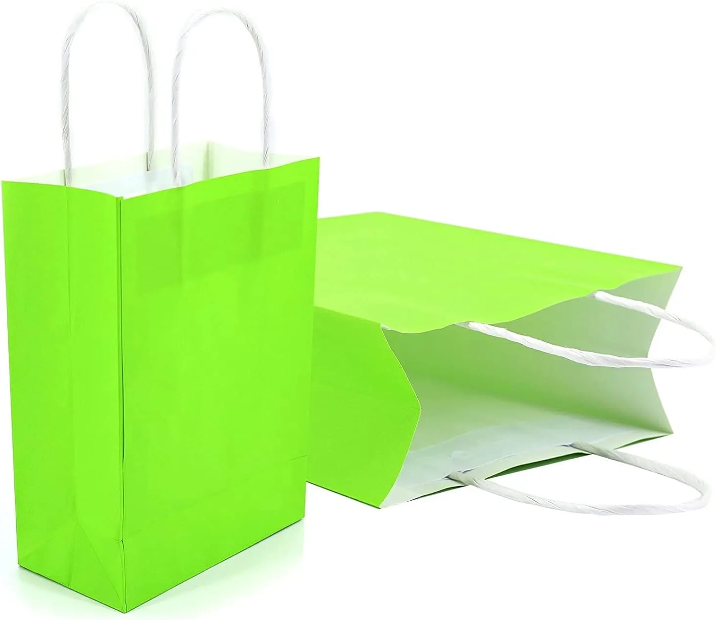 YADIAN 12 Pieces Kraft Paper Party Favor Gift Bags with Handle, Green Gift Bags Small Size for Halloween, Christmas, Birthday, Wedding and Party Celebrations