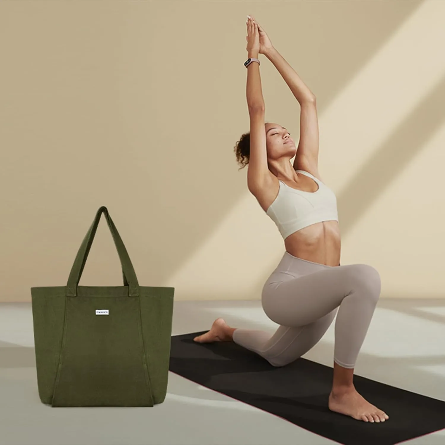 Yoga Bags for Women with Yoga Mats Bags Carrier Carryall Canvas Tote for Pilates Shoulder for Travel Office Beach Workout